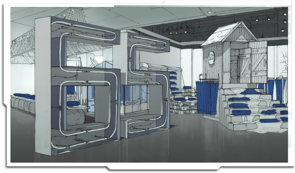 Freelance contract for ‘Neverstop’. Interior visualisation for a rebranding of ‘TopShop’