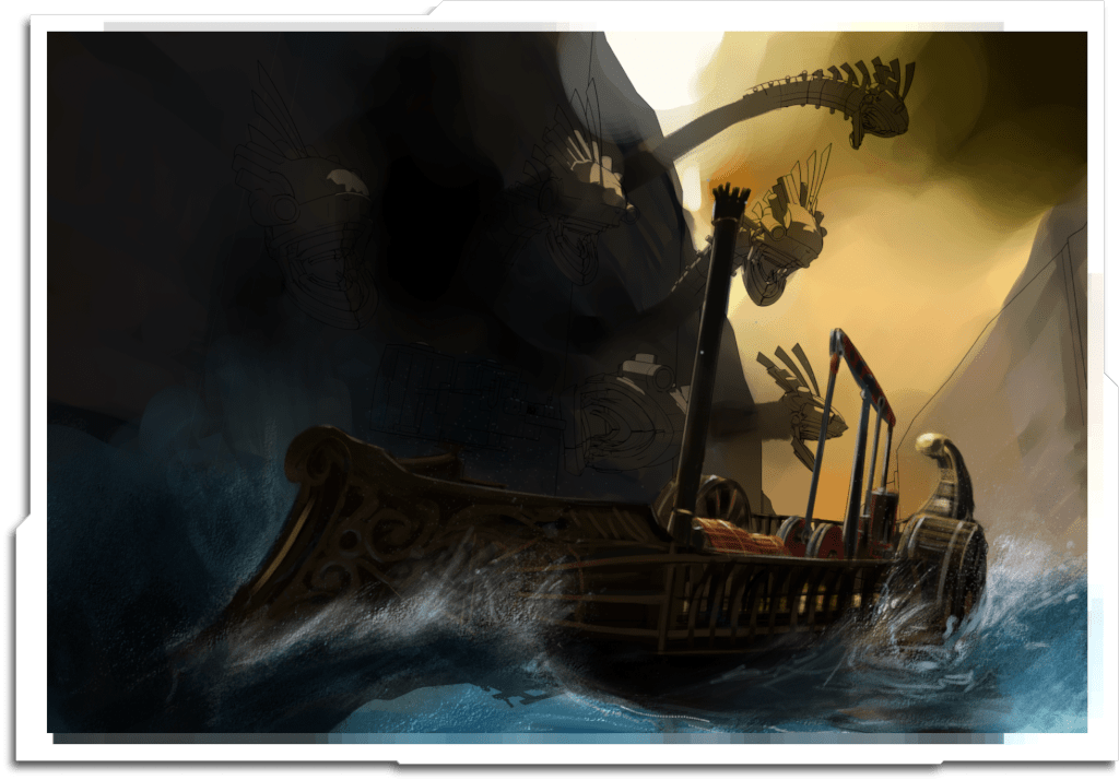 Painting progression of ‘Steampunk Myths and Legends’