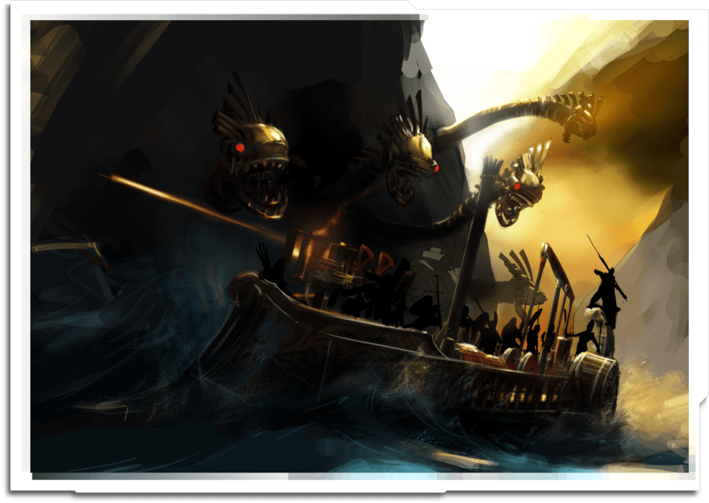 Painting progression of ‘Steampunk Myths and Legends’