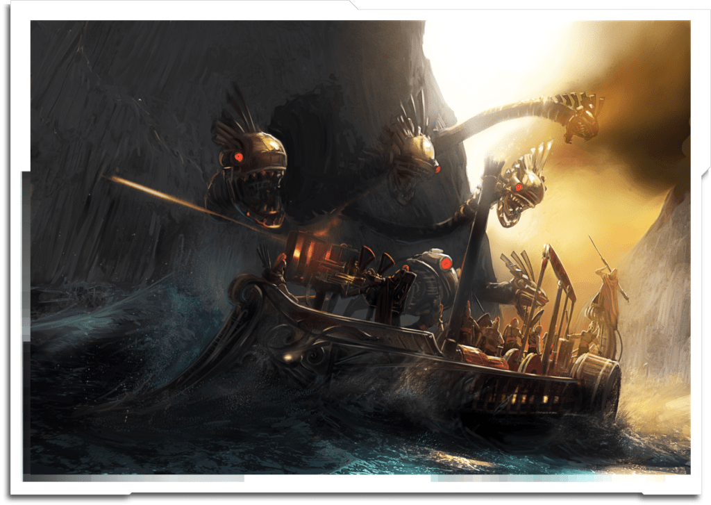 ‘Scylla Attacks the Odyssey’. Entry to the CGSociety challenge ‘Steampunk Myths and Legends’.
