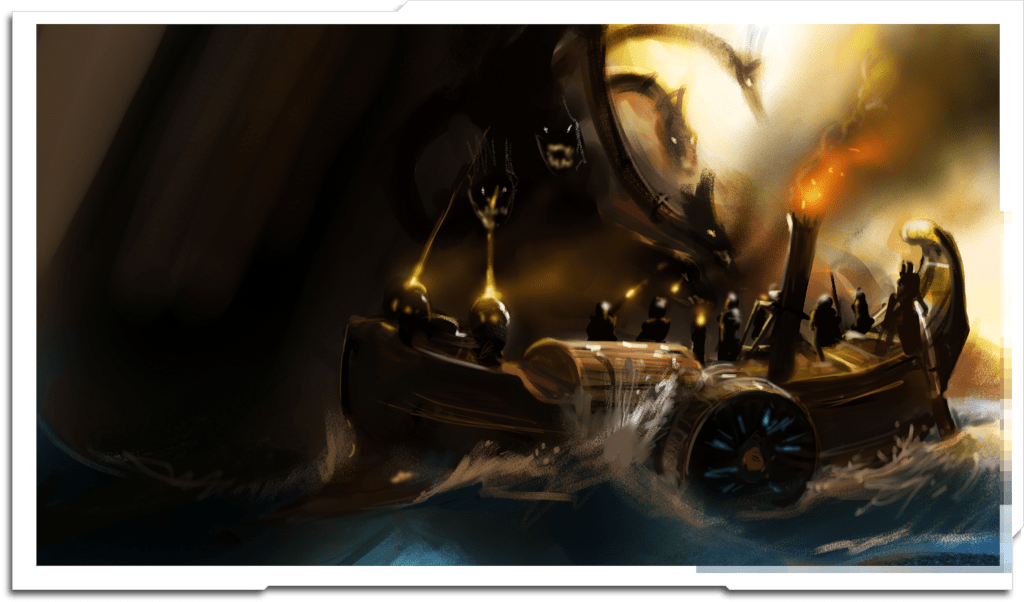 ‘Scylla Attacks the Odyssey’. Entry to the CGSociety challenge ‘Steampunk Myths and Legends’.