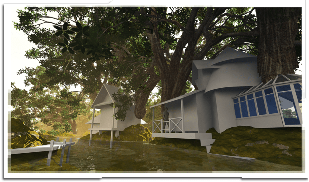 Swamp house concept, based on a base render from ‘Vue’.