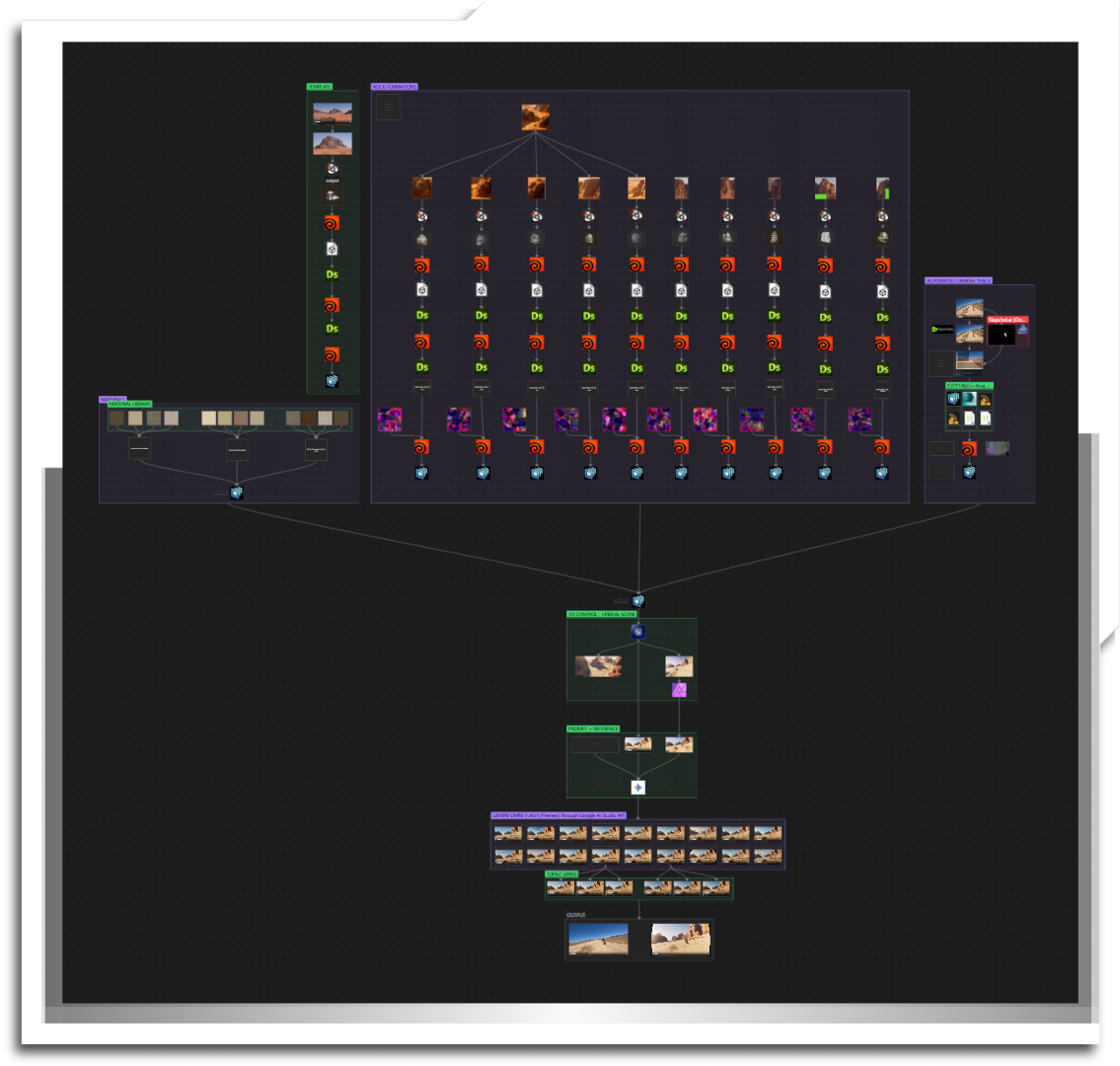 This is a diagram of the full workflow on a custom 'Obsidian' canvas. The Obsidian canvas isn't just a presentation tool here - it's the interface I used to create, interact and document the process of creating a full environment replacement for an exisiting plate