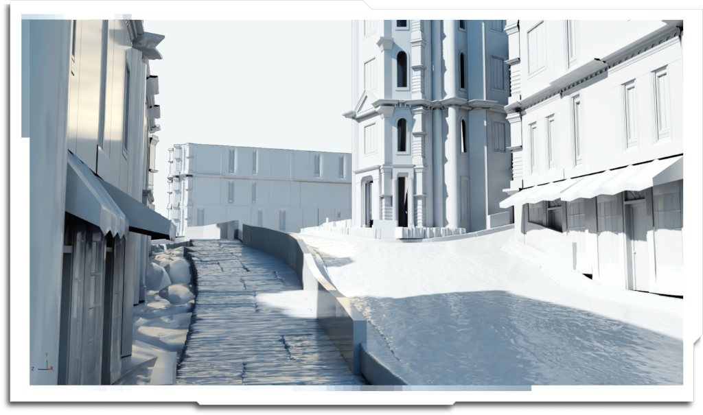 Creating this city block took around 3mins, with plenty of scope for optimisation. The buildings in particular need more rules for practicality – such as not placing a wall right in front of a door…