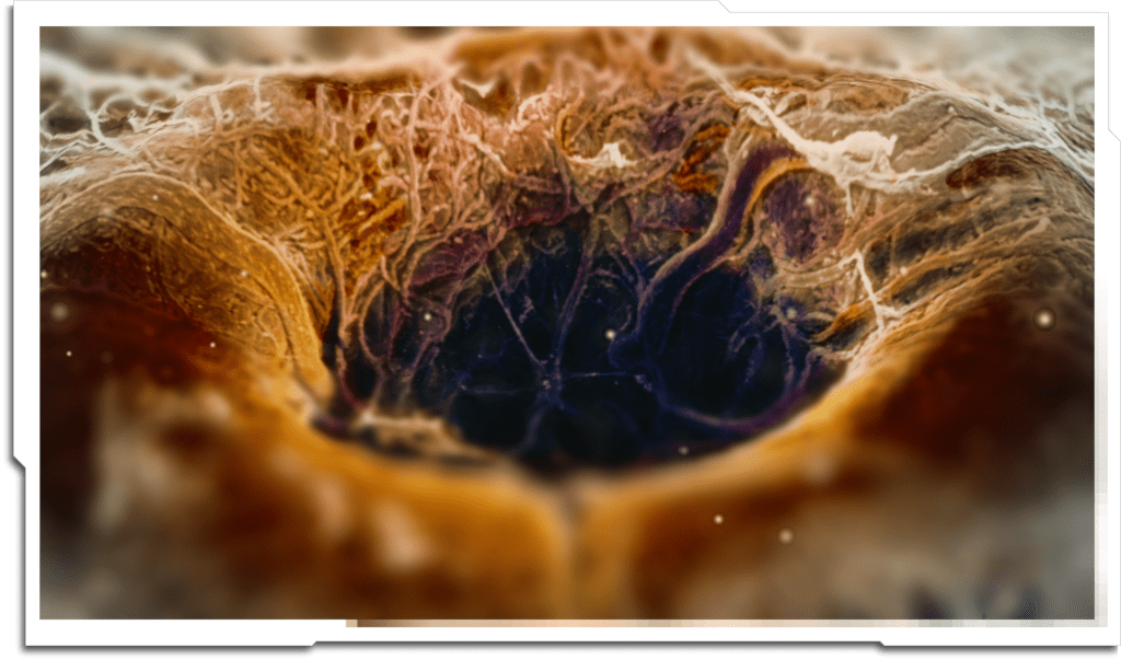More shots using the SEM displacement technique I developed. Close-up of the fovea (the most sensitive part of the eye), and the spinal cord.