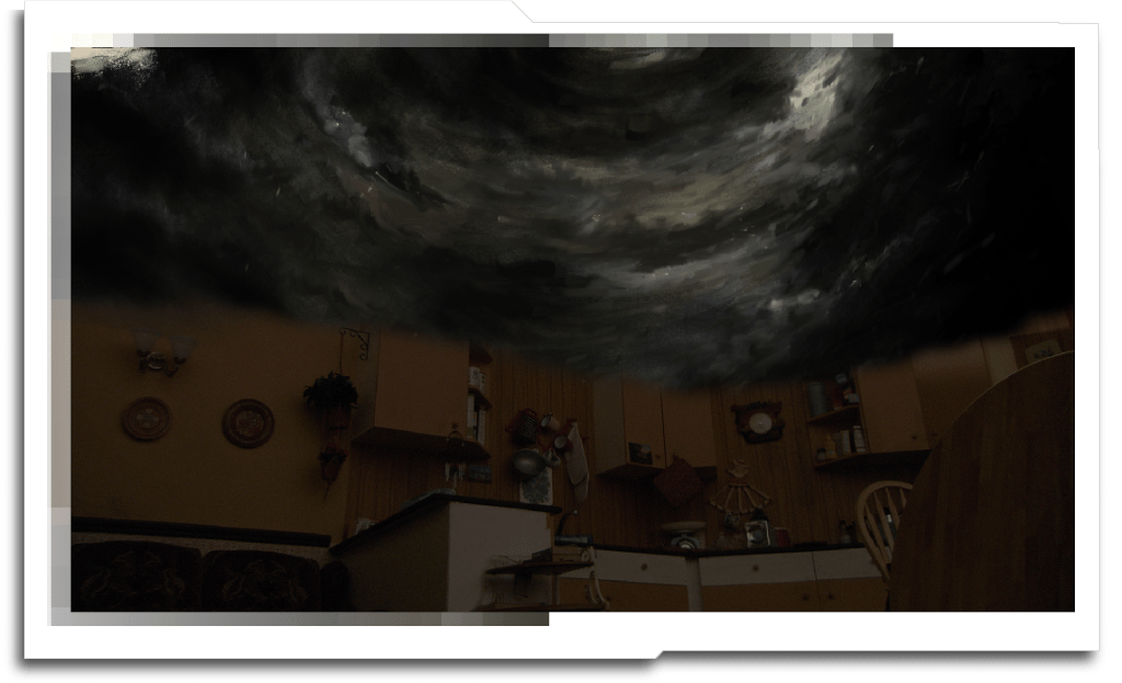 VFX storyboards for the Tornado impact sequence in Episode 1