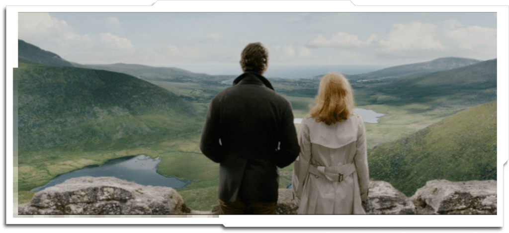The view from the top of the castle tower. As with the rest of the film, there have been some VERY major liberties taken with the geography of Ireland…