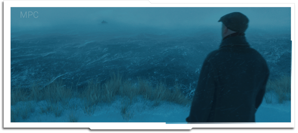 The Finest Hours – 2015 I was again lead artist on this show, as well a HoD of the whole of the Vancouver environments department. I created several coastline matte paintings for this show, as well as some skydomes. This is one that I worked on at a rate of about 1hr/week for the duration of the show – a fully digital grass bank, blowing in the wind.
