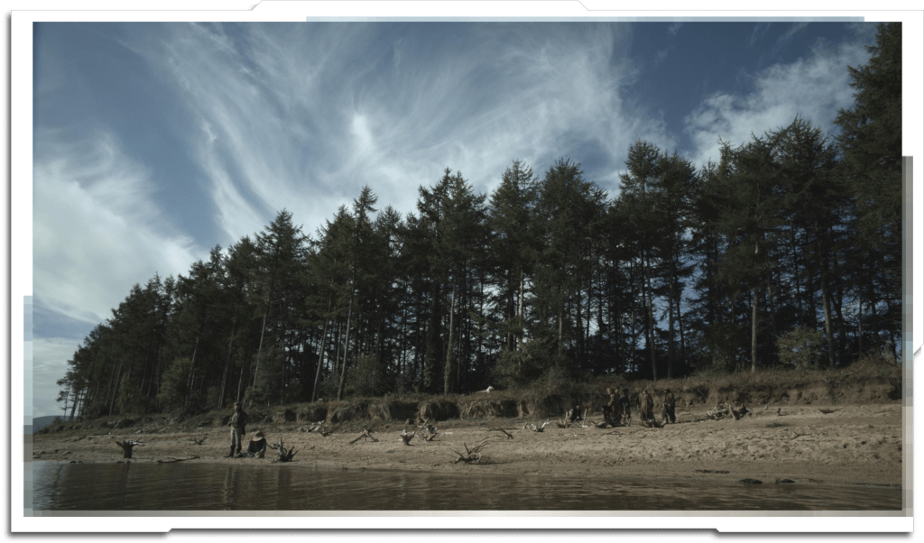 Another matte painting of the ‘White Wood’. In all the concept art, the tops of the trees were never seen (even in the distance), which wasn’t practical in this shot. Tree renders done in ‘Vue’.