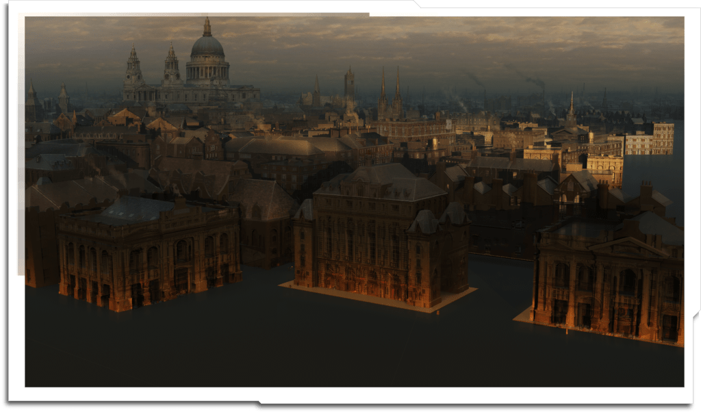 Another angle of the London rooftops, with St. Pauls Cathedral in the far background.