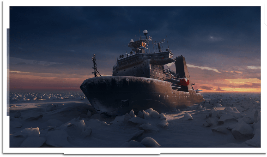 Icebreaker at dawn (the ‘hopeful’ shot at the end of the episode). I don’t think this made the final cut.