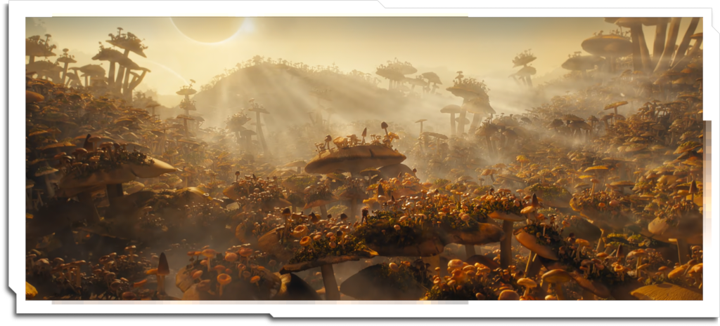 The largest environment I worked on was the ‘Mushroom Planet’, again done in Unity using the Diorama toolset. The layout was published to Katana, and the resulting renders enhanced in DMP.