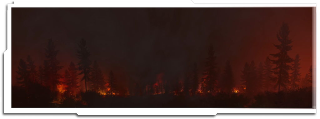 Virtual forest fire created for a pre-rendered car process shot for Scarab Digital / ‘Fire Country’. I created 4 looping VDB sequences in Embergen and Houdini – which were then duplicated around 400 times across the 2 minute sequence.