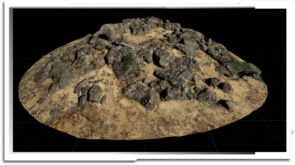 This example takes a detailed scan with a relatively featureless material, and repurposes it as an undersea rock formation covered in barnacles and seaweed.