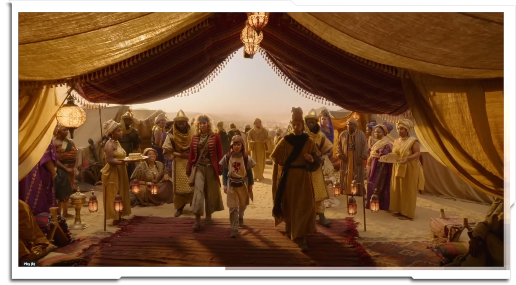 The last significant chunk of work I completed on the show (and before I left Wellington) was the desert encampment for Mansa Musa’s caravan in Ep. 4