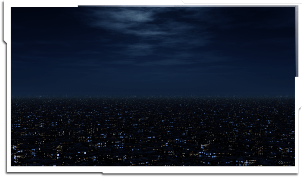 Final matte painting of the ‘Skyline’ stadium. Initial renders done in ‘Vue’.